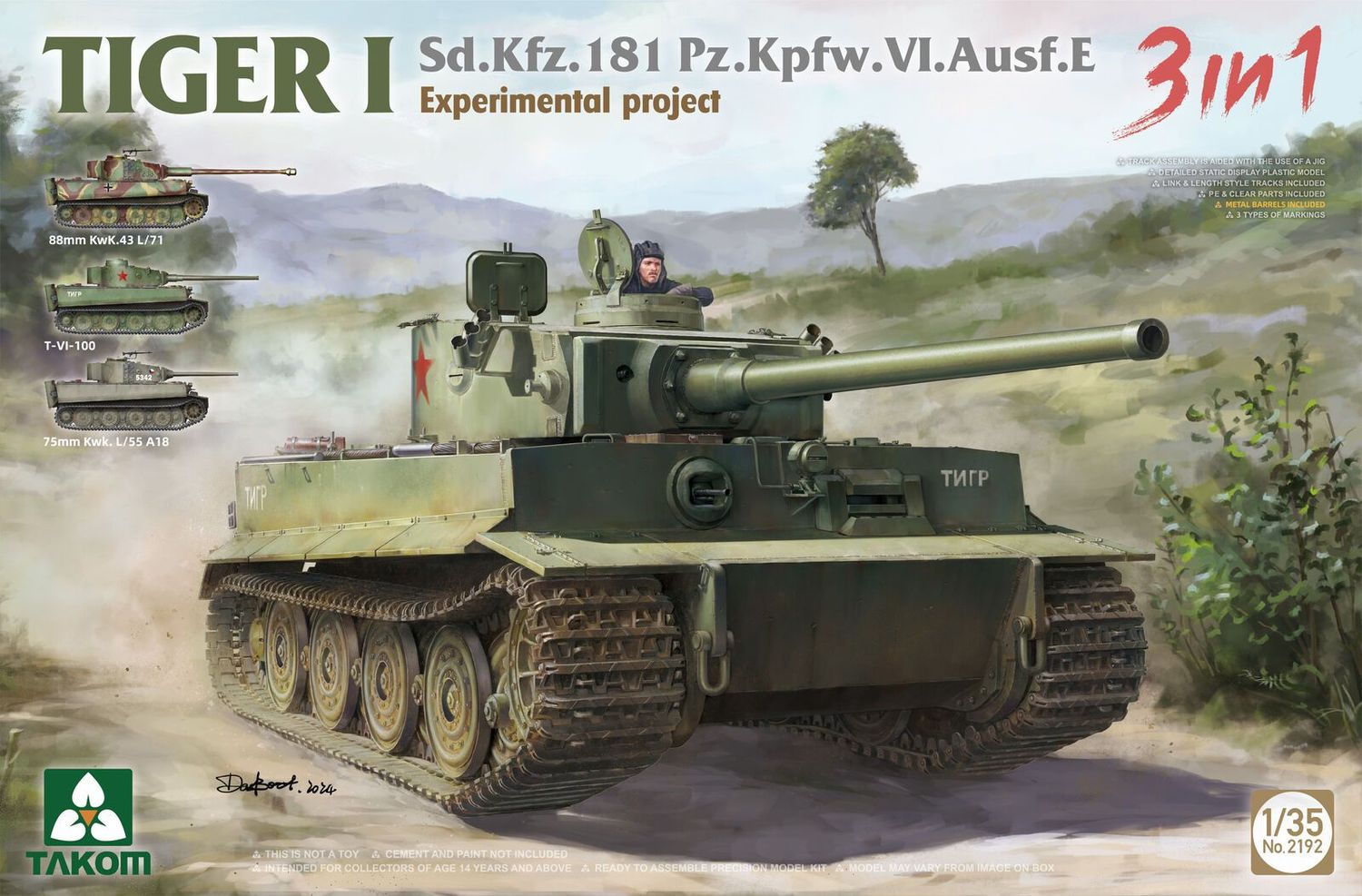 TAKOM TAK2192 1/35 Sd.Kfz.181 Pz.Kpfw.VI,Ausf.E 'TIGER I'- Experimental Project 3 in 1