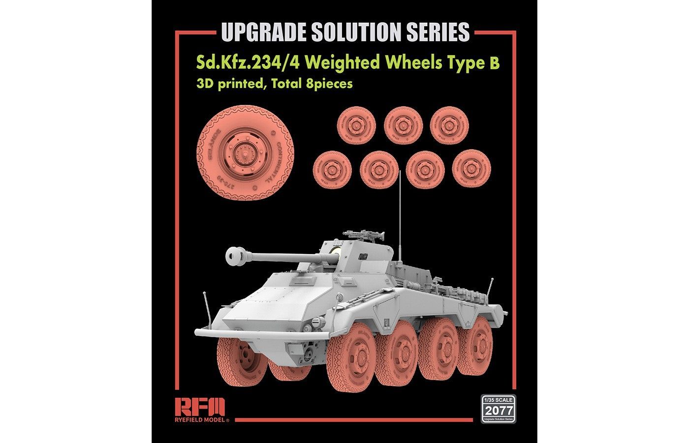 RYEFIELD RM2077 1/35 Sd.Kfz.234 Weighted Wheels -("gewichtsbelasted" ) Type B