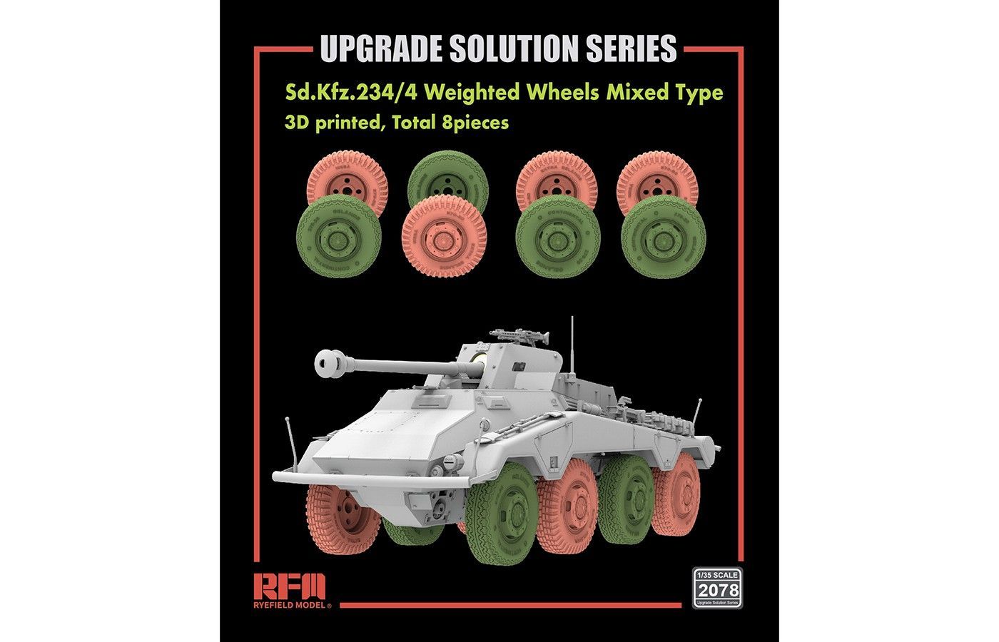 RYEFIELD RM2078 1/35 Sd.Kfz.234/4 Weighted wheels -("gewichtsbelasted" ) Mixed Type