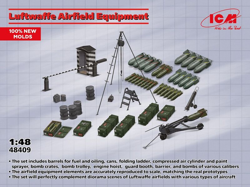 ICM ICM48409 1/48 WWII German Luftwaffe Airfield Equipment ICM ICM48409 1/48 WWII German Luftwaffe Airfield Equipment