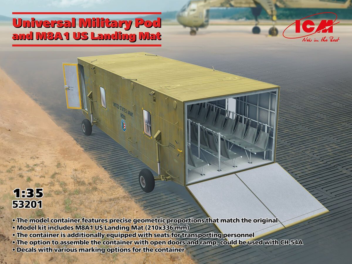 ICM ICM53201 1/35 Universal Military Pod & M8A1 US Landing Mat