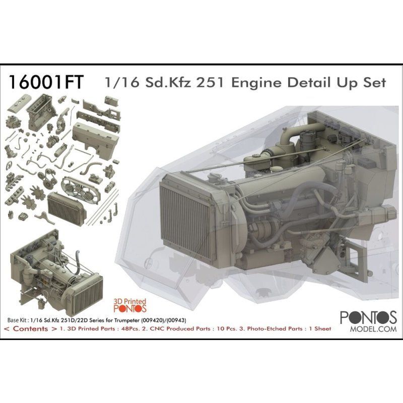 Pontos PO16001FT 1/16 Sd.Kfz. 251 Engine Detail Up Set