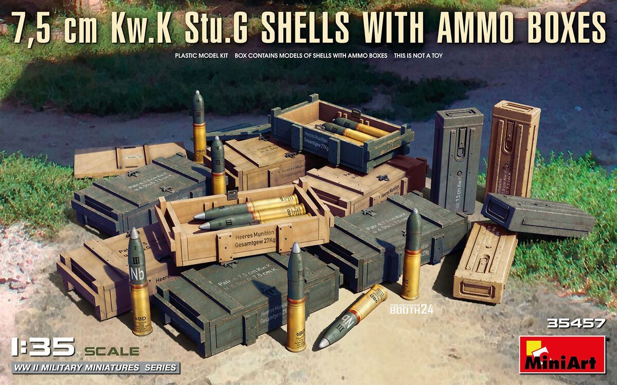 Miniart MA35457 1/35 7,5 cm Kw.K. Stu.G Shells w/ Ammo Boxes