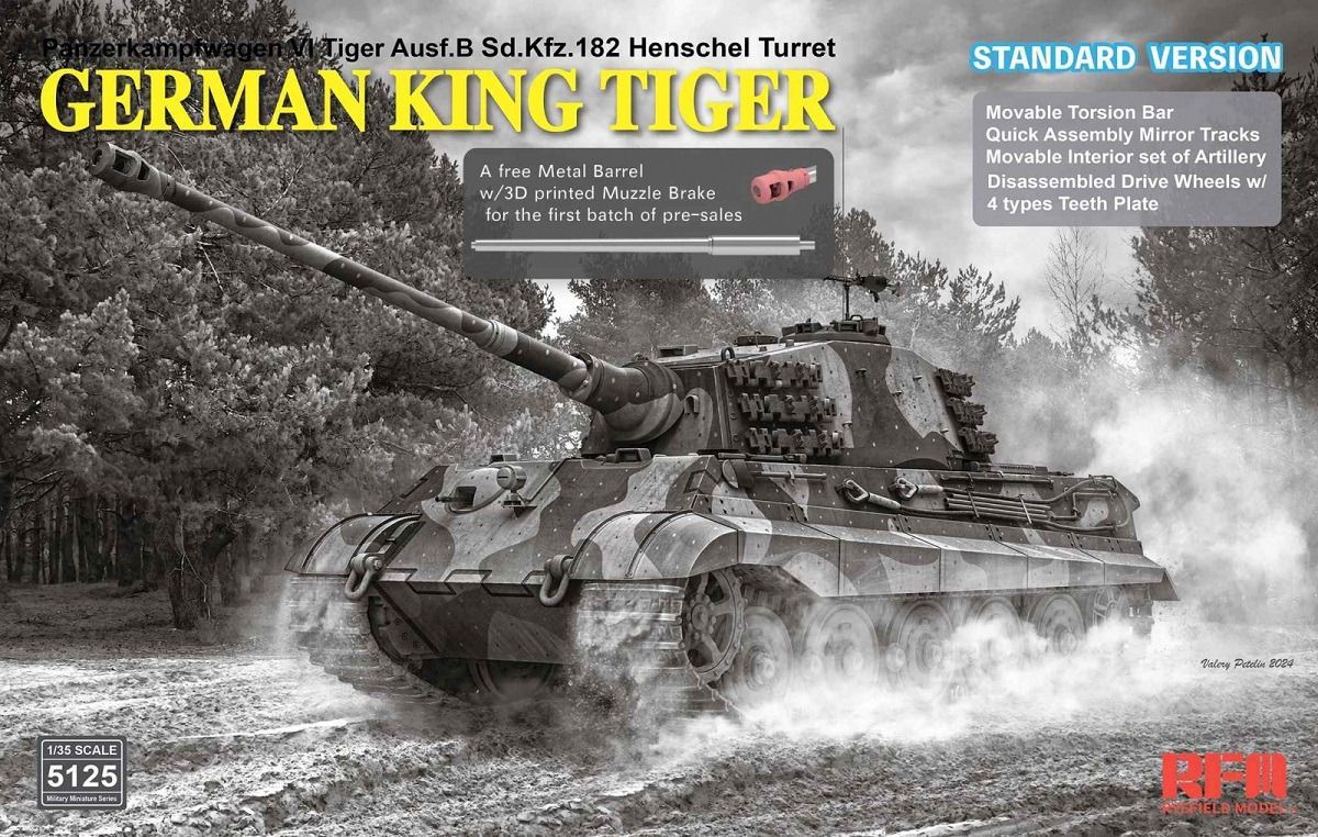 RYEFIELD RM5125 1/35 German King Tiger Panzerkampfwagen VI Tiger, Ausf.B Sd.Kfz. 182 Henschel Turret - Standard Version