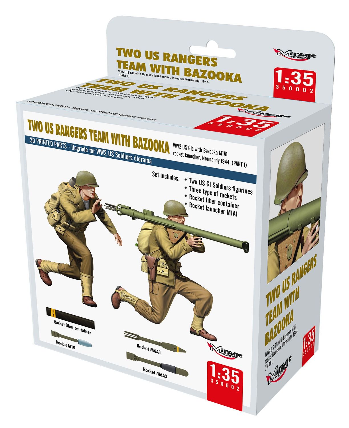 Mirage MIR350002 1/35 WW.II US Gls w/ Bazooka M1A1 Rocket Launcher, Normandy 1944 ( Part 1 )