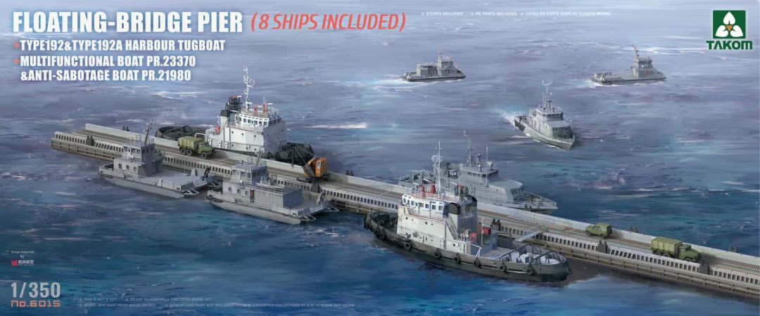 TAKOM TAK6015 1/350 Floating Brige Pier w/8 Ships Included