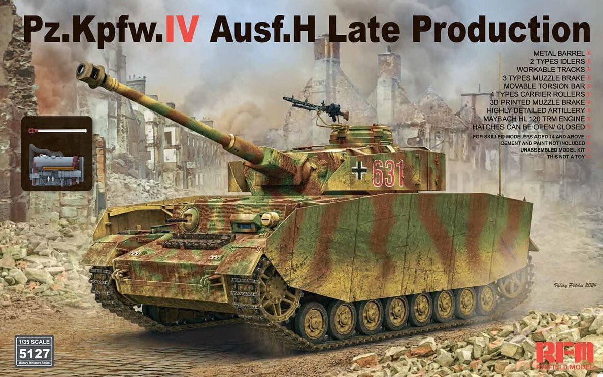 RYEFIELD RM5127 1/35 Pz.Kpfw.IV , Ausf.H - Late Production w/Workable Tracks