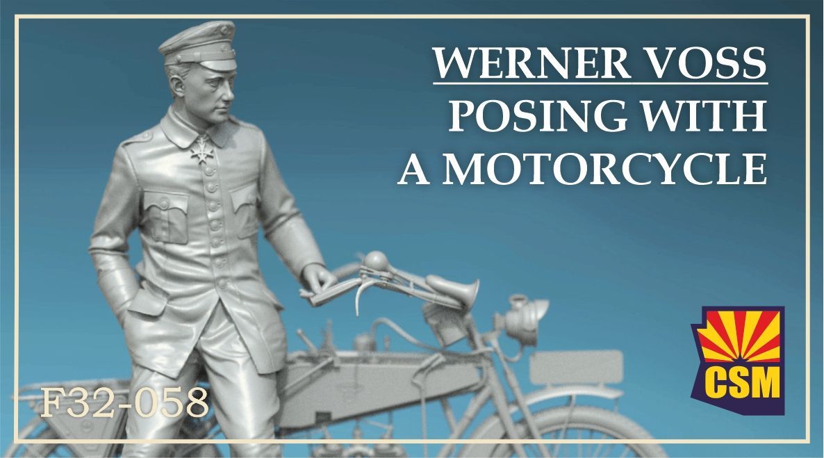 COPPERSTATE CSMF32058 1/32 Werner Voss Posing w/Motorcycle