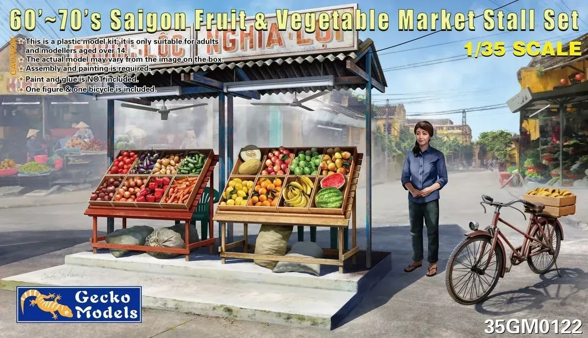 Gecko Models 35GM0122 1/35 60's~70's Saigon Fruit & Vegetable Market Stall Set