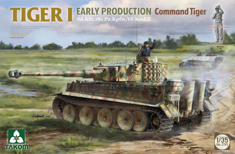 TAKOM TAK2195 1/35 Tiger I Early Production - Command Tiger Sd.Kfz.181 Pz.Kpfw.VI , Ausf.E ( w/Michael Wittmann Figure ) TAKOM TAK2195 1/35 Tiger I Early Production - Command Tiger Sd.Kfz.181 Pz.Kpfw.VI , Ausf.E ( w/Michael Wittmann Figure )