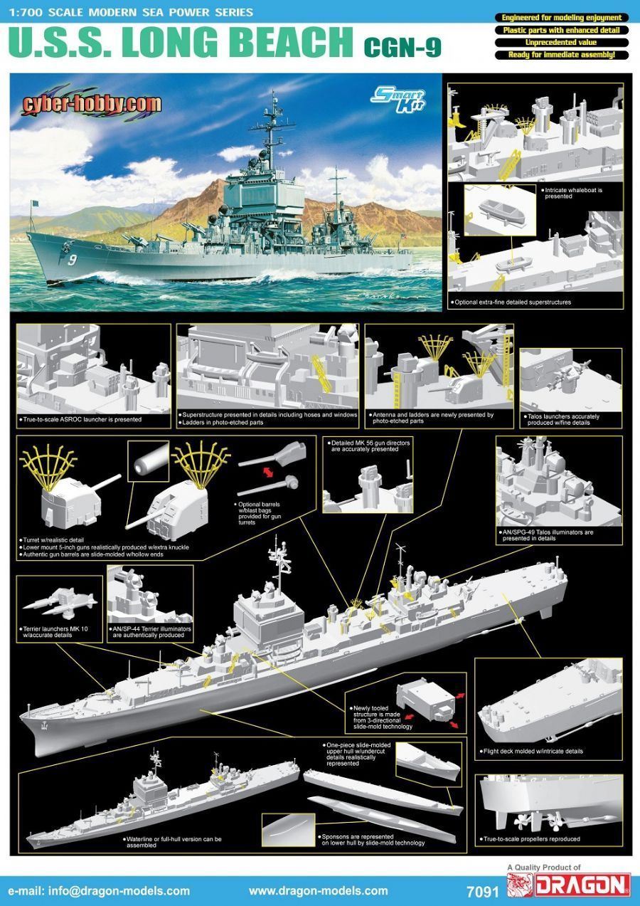 DRAGON DR7091 1/35 U.S.S. Long Beach CGN-9 - ANGEBOT !!