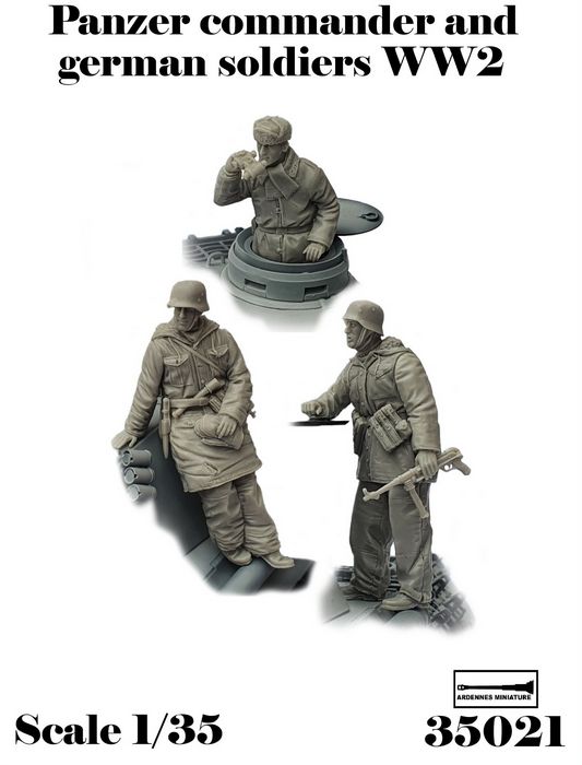 Ardennes Miniature ARD35021 1/35 Panzer Commander and german Soldiers WW2 , 3 Fig. Set Ardennes Miniature ARD35021 1/35 Panzer Commander and german Soldiers WW2 , 3 Fig. Set