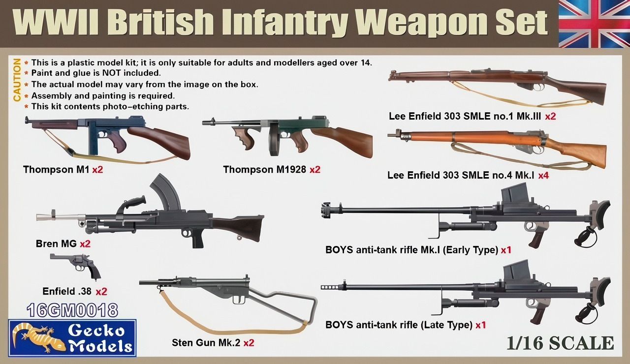 Gecko Models 16GM0018 1/16 WWII British Infantry Weapon Set