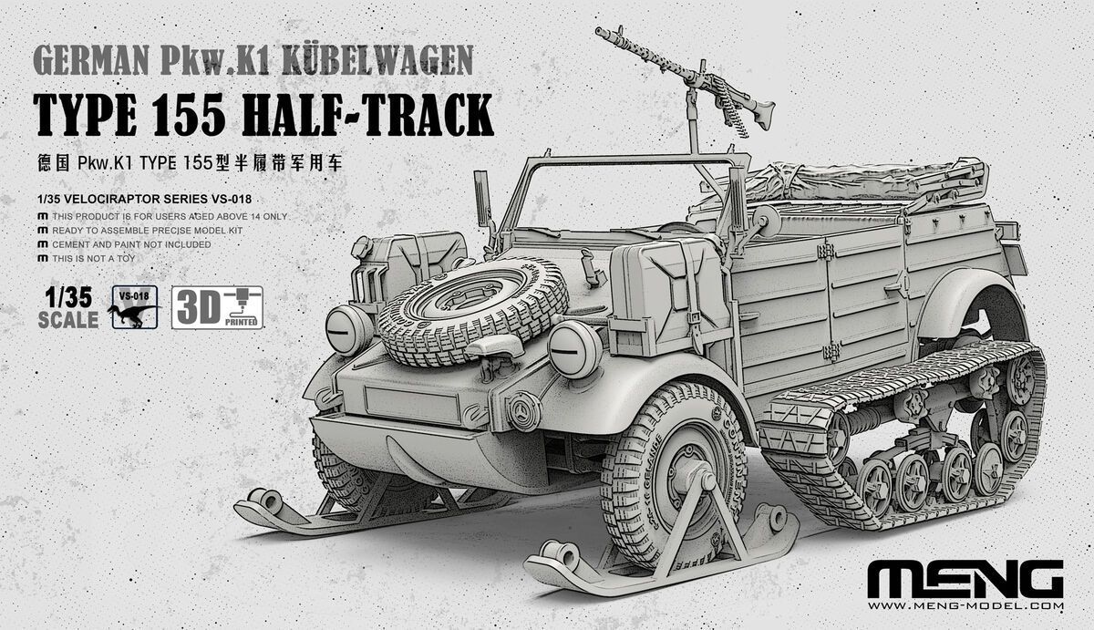 MENG VS018 1/35 German Pkw.K1 Kübelwagen Type 155 Half-Track