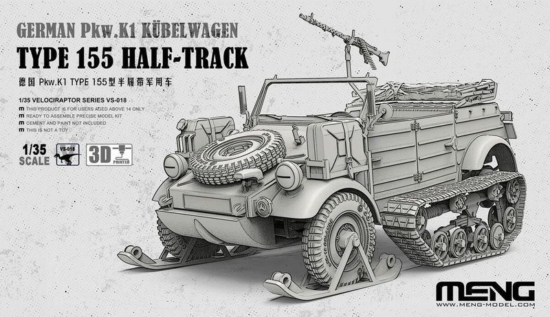 MENG VS018 1/35 German Pkw.K1 Kübelwagen Type 155 Half-Track MENG VS018 1/35 German Pkw.K1 Kübelwagen Type 155 Half-Track