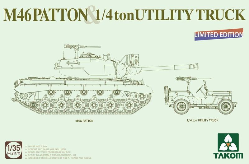 TAKOM TAK2117X 1/35 M46 Patton & 1/4 ton Utility Truck TAKOM TAK2117X 1/35 M46 Patton & 1/4 ton Utility Truck