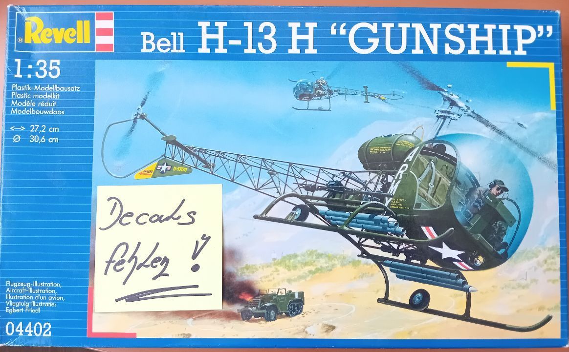 REVELL REV04402 1/35 Bell H-13 H "Gunship" - DECALS fehlen !!!