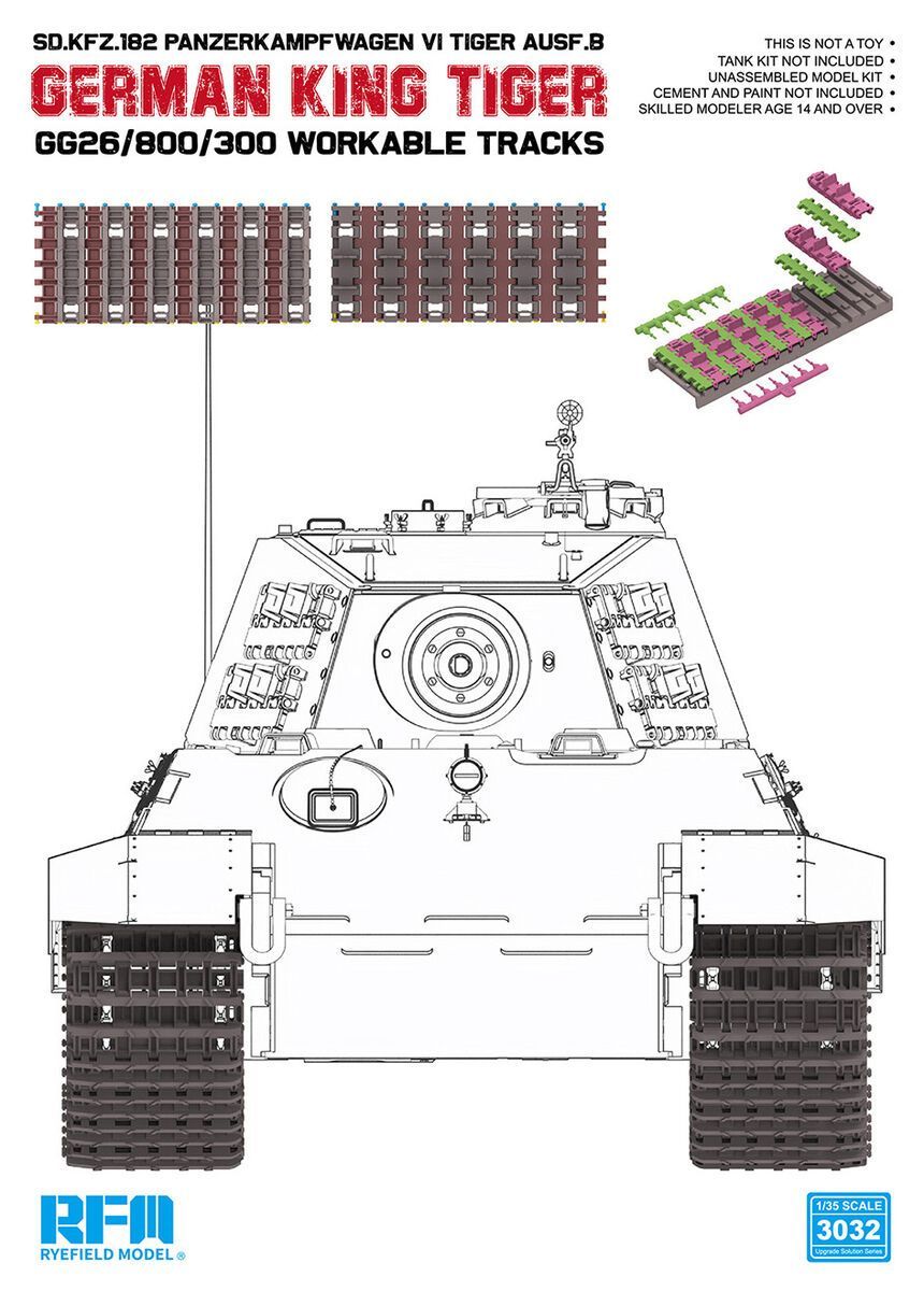 RYEFIELD RM3032 1/35 German King Tiger Series Gg26/800/300 Type Workable Tracks