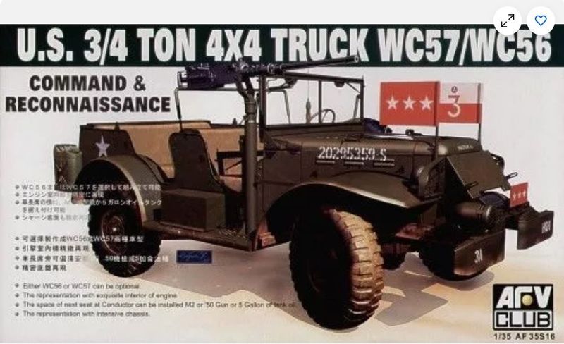 AFV CLUB AFV35S16 1/35 US 3/4 Ton 4x4 Truck WC57/WC56 AFV CLUB AFV35S16 1/35 US 3/4 Ton 4x4 Truck WC57/WC56