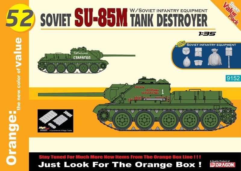 DRAGON DR9152 1/35 Soviet SU-85M Tank Destroyer w/soviet infantry equipment - Super Value Pack