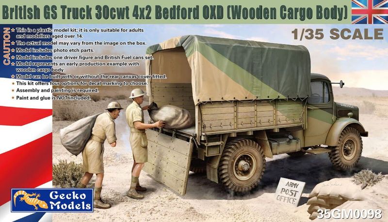 Gecko Models 35GM0098 1/35 WWII British Army GS Truck 30cwt 4x2 Bedford OXD ( Wood.Crg.Bd. )