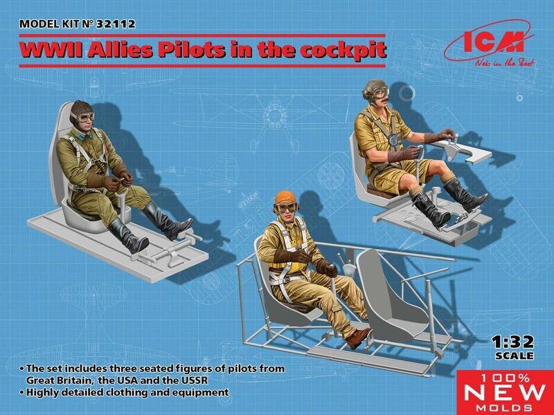 ICM ICM32112 1/32 WWII Allies Pilots in the cockpit ( British, American, Soviet ) ICM ICM32112 1/32 WWII Allies Pilots in the cockpit ( British, American, Soviet )
