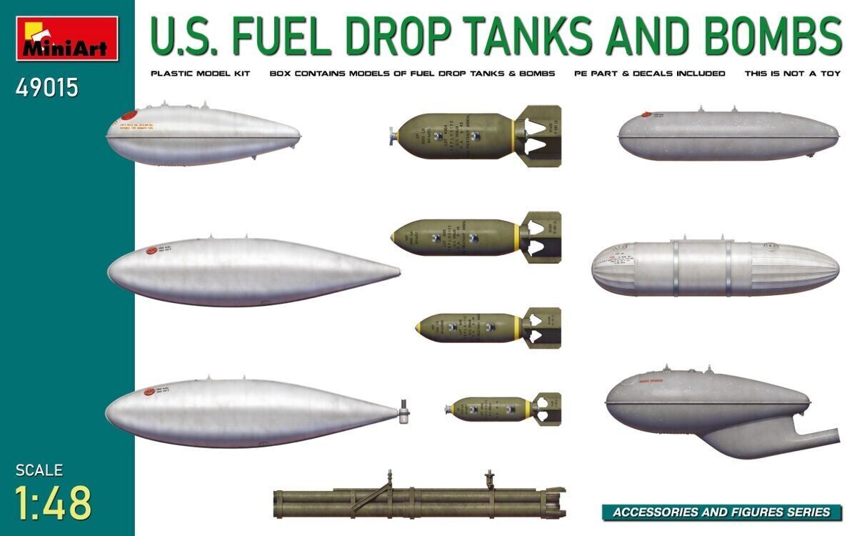 Miniart MA49015 1/48 U.S. Fuel Drop Tanks and Bombs Miniart MA49015 1/48 U.S. Fuel Drop Tanks and Bombs