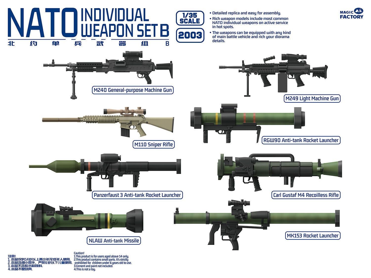 MAGIC FACTORY MAFA2003 1/35 NATO Individual Weapon Set B - ANGEBOT !! MAGIC FACTORY MAFA2003 1/35 NATO Individual Weapon Set B - ANGEBOT !!