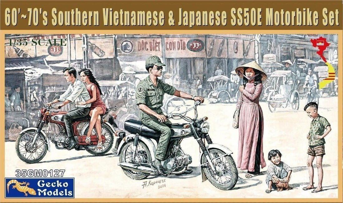 Gecko Models 35GM0127_S 1/35 60's~70's South. Vietnamese & Japanese Motorbike Set