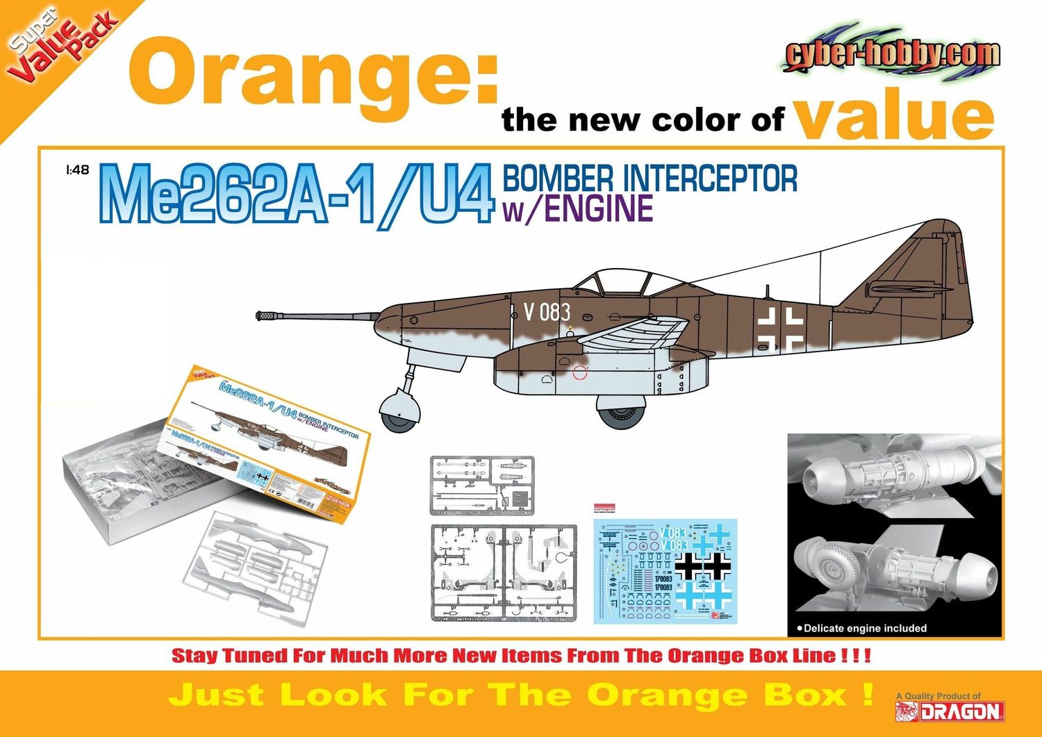 DRAGON DR5567_V 1/48 Messerschmitt Me262A-1/U4 Bomber Interceptor with Engine Details DRAGON DR5567_V 1/48 Messerschmitt Me262A-1/U4 Bomber Interceptor with Engine Details