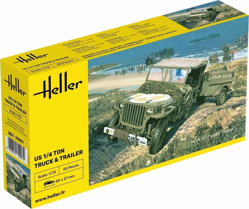 HELLER HE79997 1/72 US 1/4 Ton Truck & Trailer