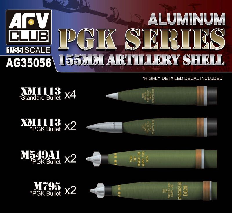 AFV CLUB AFVAG35056 1/35 New Aluminum 155mm Artillery Shell PGK Series AFV CLUB AFVAG35056 1/35 New Aluminum 155mm Artillery Shell PGK Series