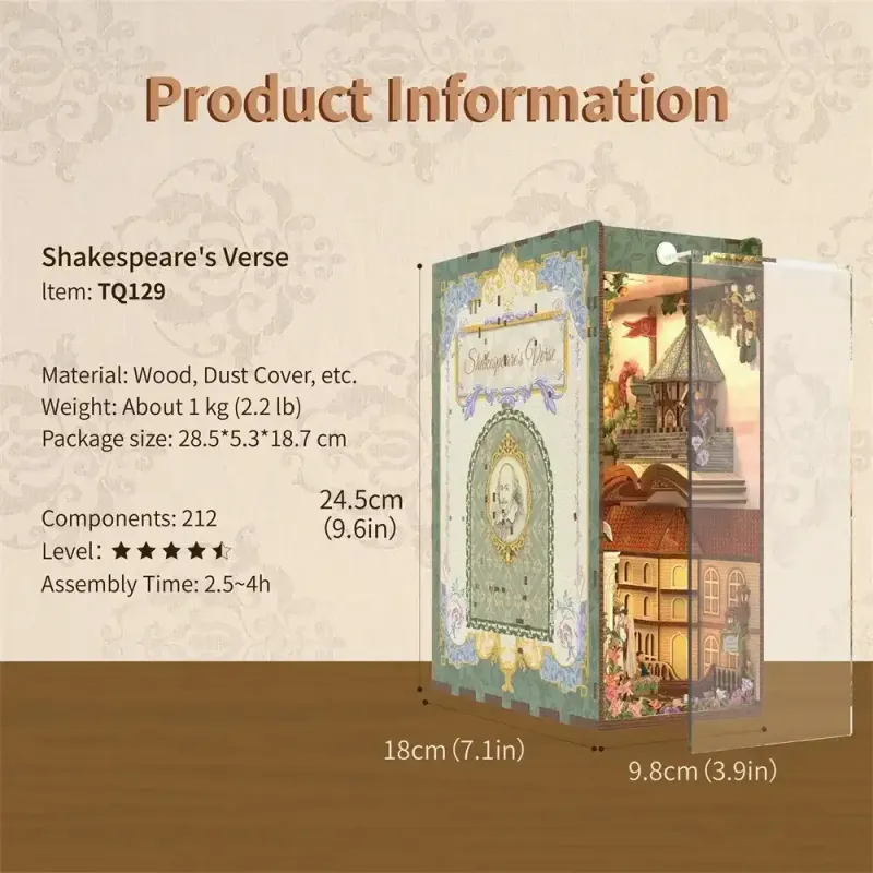 Tonecheer 3D Puzzle 9194028 Shakespeare's Verse Bücherecken Diorama