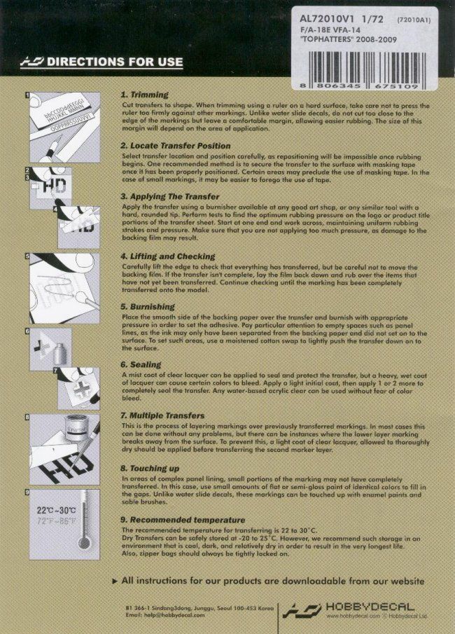 Hobbydecal AL72010V1 1/72 F/A -18E 'Tophatters' 2008/09  - ANGEBOT !!!