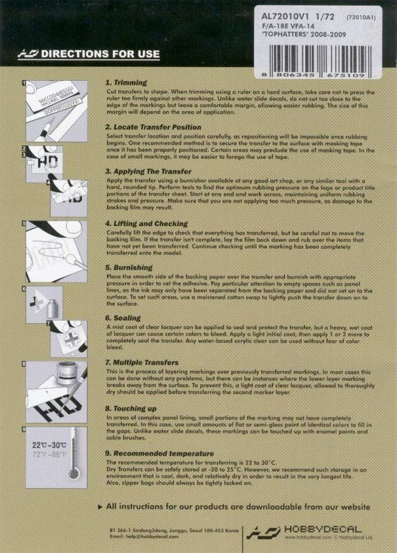 Hobbydecal AL72010V1 1/72 F/A -18E 'Tophatters' 2008/09  - ANGEBOT !!!