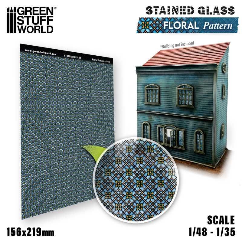 Green Stuff World GSW13689 Floral Pattern Stained Glass Green Stuff World GSW13689 Floral Pattern Stained Glass