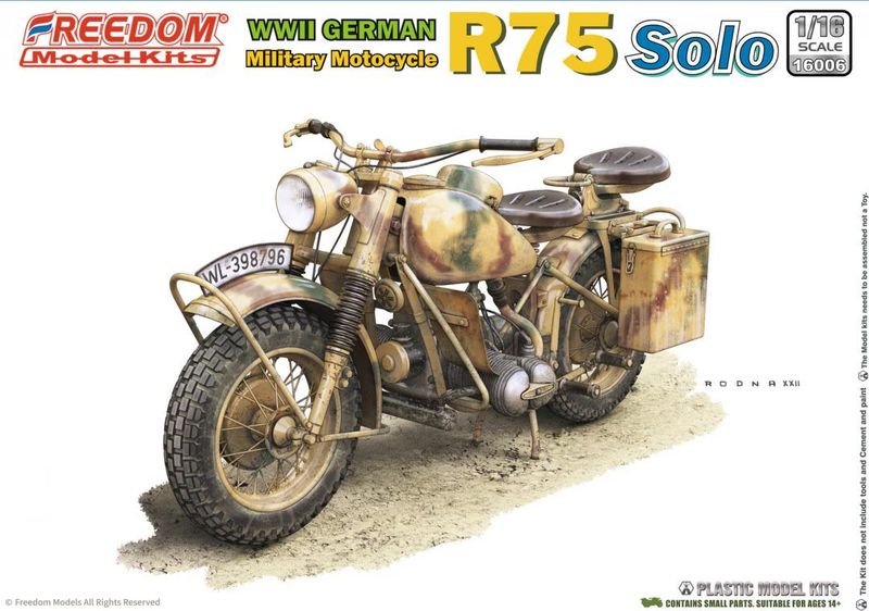 FREEDOM MODEL FM16006 1/16 WW.II German Military Motocycle BMW R75 FREEDOM MODEL FM16006 1/16 WW.II German Military Motocycle BMW R75
