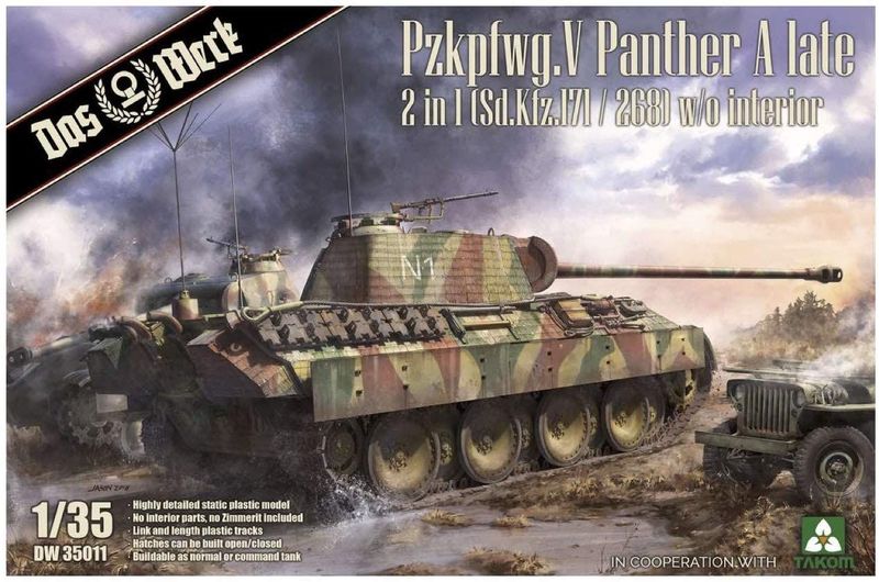 Das Werk DAW35011_S 1/35 Pz.kpfwg.V Panther Ausf. A , late 2 in 1 ( Sd.Kfz.171 / 268 ) w/o interior Das Werk DAW35011_S 1/35 Pz.kpfwg.V Panther Ausf. A , late 2 in 1 ( Sd.Kfz.171 / 268 ) w/o interior