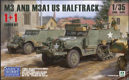 Andy's Hobby Headquarters AHHQ35001 1/35 US M3 and M3A1 WW.II Halftracks - Double Combo ( 2 in 1 Kit )