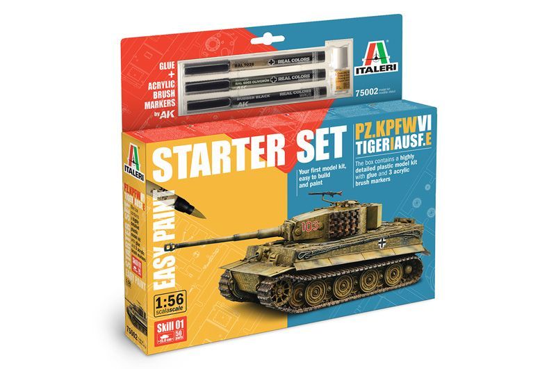 Italeri IT75002_V 1/56 Dt. Pz.Kpfw. VI Tiger I , Ausf. E Starter Set - Easy Paint Italeri IT75002_V 1/56 Dt. Pz.Kpfw. VI Tiger I , Ausf. E Starter Set - Easy Paint
