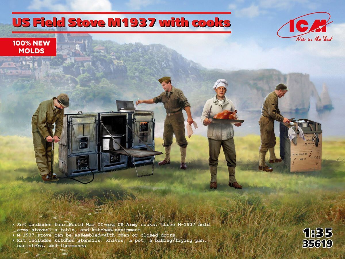 ICM ICM35619_S 1/35 WWII US Field Stove M1937 w/Cooks ICM ICM35619_S 1/35 WWII US Field Stove M1937 w/Cooks