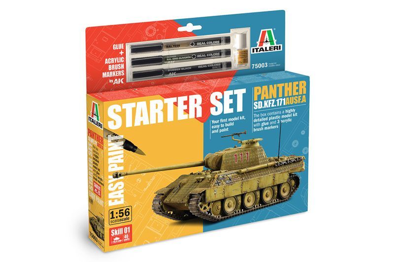 Italeri IT75003_V 1/56 Sd.Kfz. 171 Panther, Ausf. A - Starter Set - Easy Paint