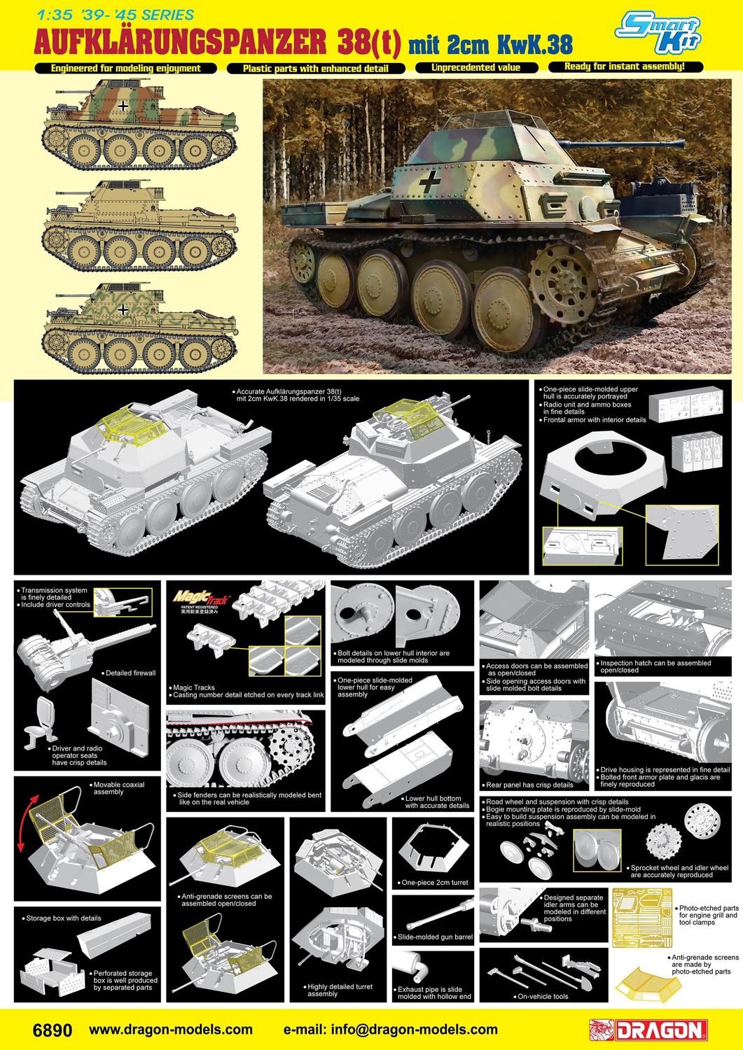 DR6890 DRAGON _V 1/35 Aufklärungspanzer 38(t) mit 2cm Kw.K.38 (Smart Kit)