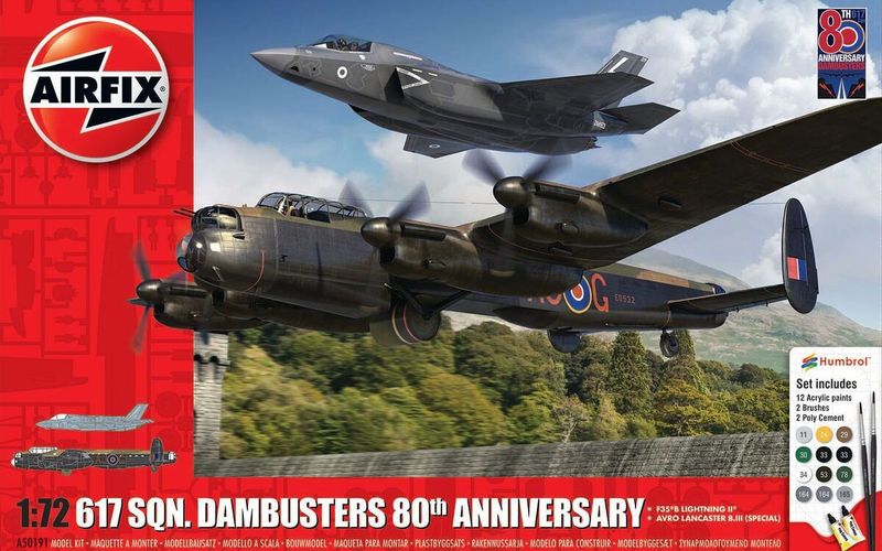 Airfix AF50191_V 1/72 617 Sqn. Dambusters 80th Anniversary F-35B Lightning II | Avro Lancaster B.III ( Special ) , Gift Set Airfix AF50191_V 1/72 617 Sqn. Dambusters 80th Anniversary F-35B Lightning II | Avro Lancaster B.III ( Special ) , Gift Set