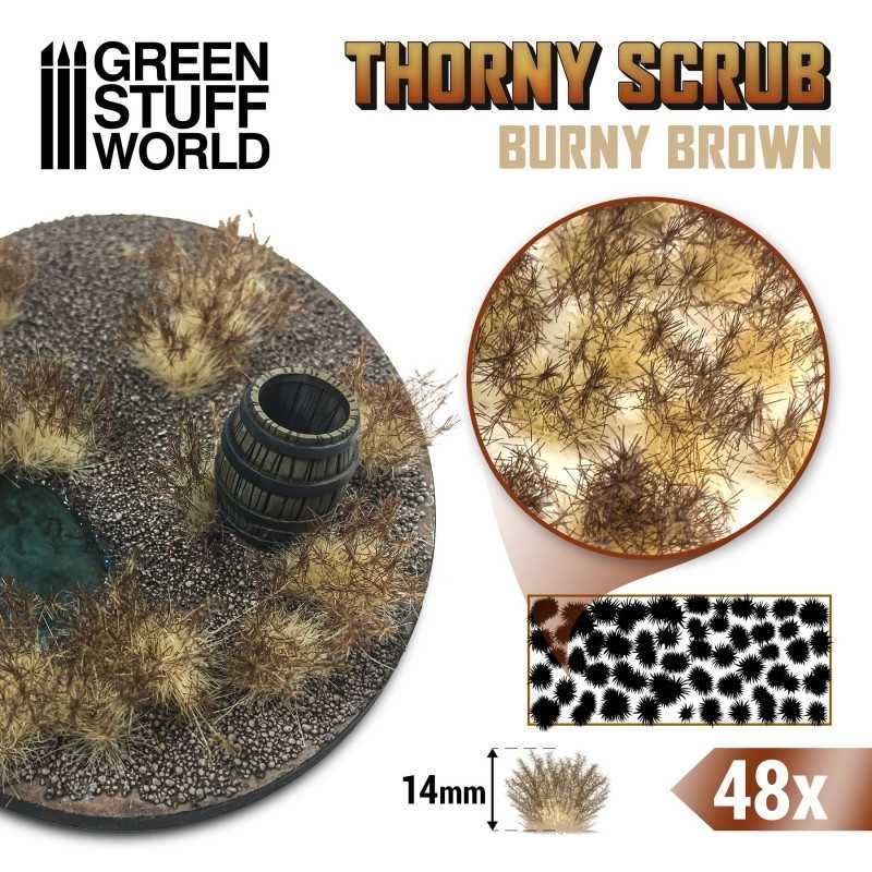 Green Stuff World GSW11506 Thorny Spiky Scrub - Burny Brown        ( 14 mm / 48 pcs. )
