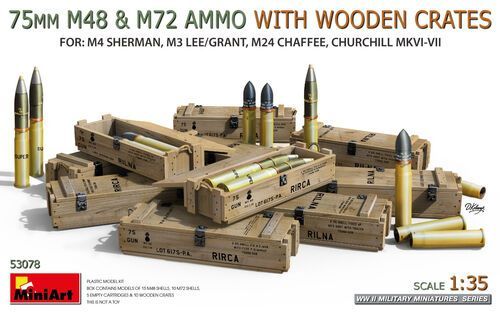 Miniart MA53069 1/35 75mm M48 & M72 Ammo w/Wooden Crates