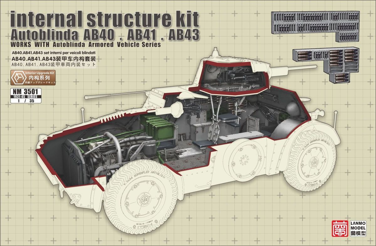 LANMO MODEL LM3501 1/35 Autoblinda AB40 / AB41 and AB43 - Internal Structure Kit LANMO MODEL LM3501 1/35 Autoblinda AB40 / AB41 and AB43 - Internal Structure Kit