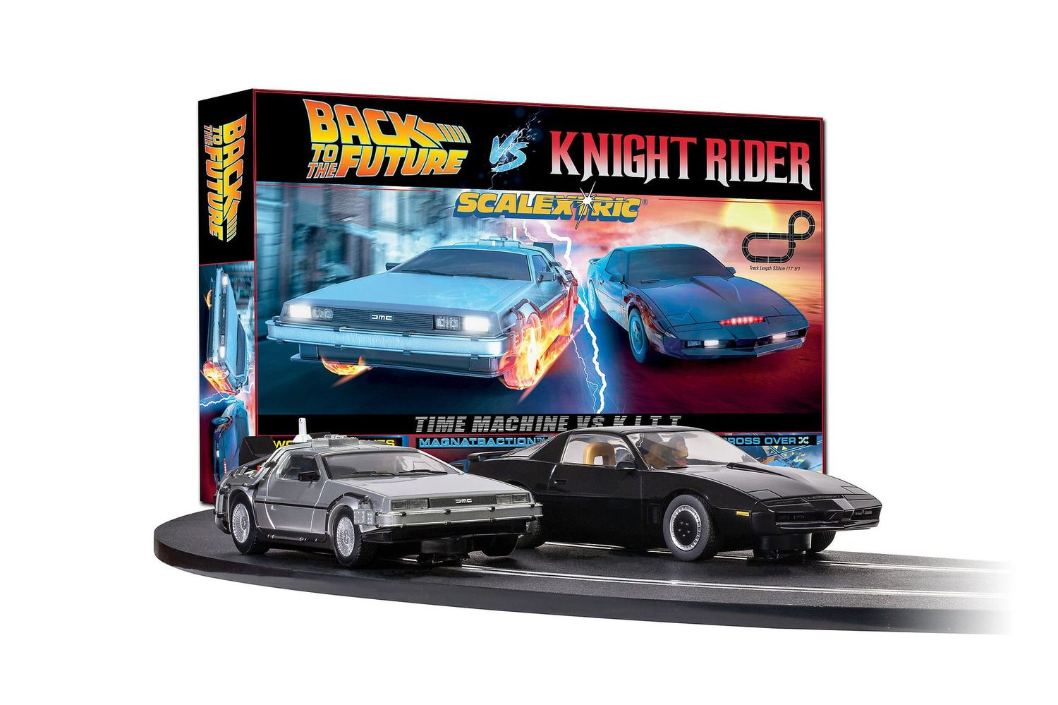 Scalextric C1431_V 1/32 1980s TV Back to the Future vs Knight Rider Retro Race Set Scalextric C1431_V 1/32 1980s TV Back to the Future vs Knight Rider Retro Race Set