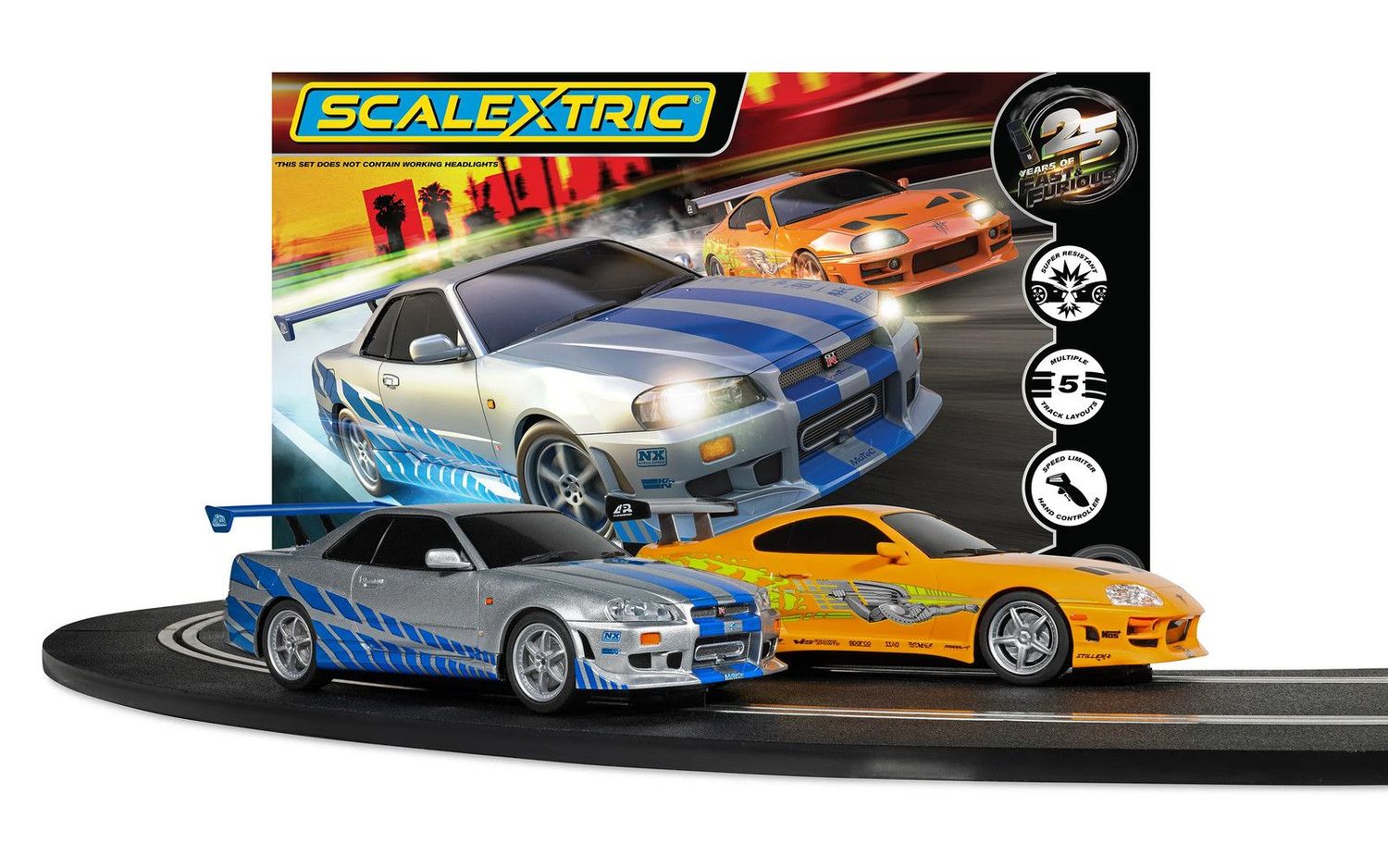 Scalextric C1465p_V 1/32 Scalextric C1465p_V 1/32 "FAST & FURIOUS" 25th Anniversary Race Set Supra/Skyline