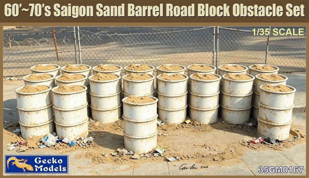 Gecko Models 35GM0167 1/35 60‘~70’s Saigon Sandbarrel Roadblock Obstacle Set Gecko Models 35GM0167 1/35 60‘~70’s Saigon Sandbarrel Roadblock Obstacle Set